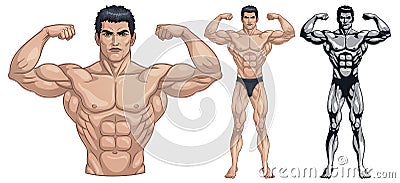 Male Bodybuilder Full Body Vector Illustration