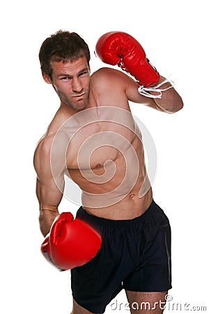 Male boxer uppercut punch Stock Photo