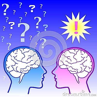 Male brain vs female brain Stock Photo