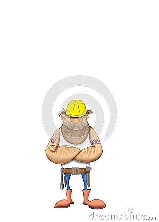 Male building worker wearing a tool belt Stock Photo