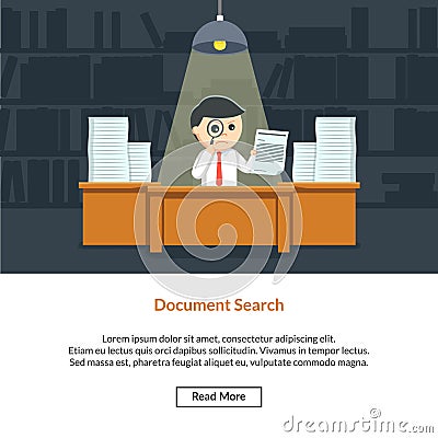 Male business looking for documents Vector Illustration