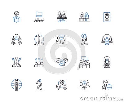 Male business outline icons collection. Males, Business, Entrepreneurs, Executives, Managers, Professionals, Leaders Vector Illustration