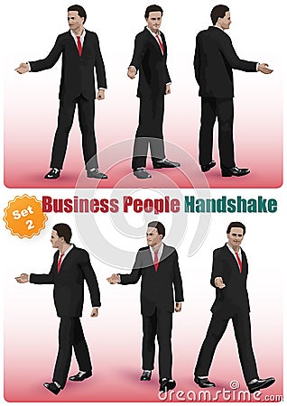 Male Business People Handshake Set 2 Vector Illustration