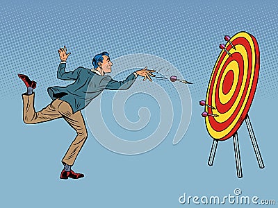 male businessman target dart target accuracy competition, sports fun and recreation Vector Illustration