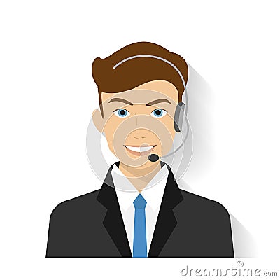 Male call centre operator Vector Illustration