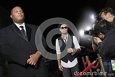 Male Celebrity Being Photographed Stock Photo