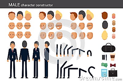 Male character constructor for different poses Vector Illustration