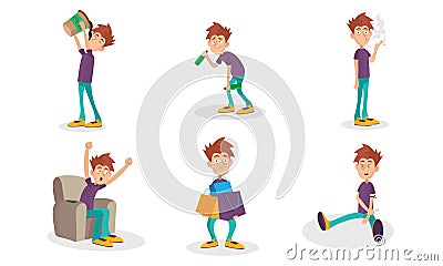 Vector Illustration Set With People Bad Habits Isolated On White Background Vector Illustration