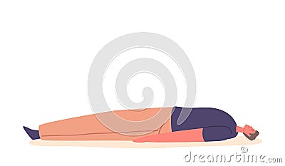 Male Character Lying on Ground Isolated on White Background. Man with Heart Attack or Injury after Accident, Dead Person Vector Illustration
