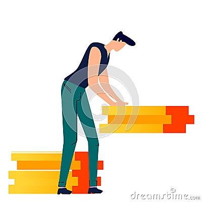 Male character moves cargo cartoon vector Vector Illustration