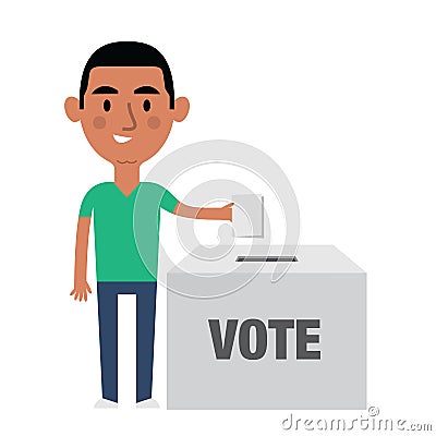 Male Character Putting Vote In Ballot Box Stock Photo