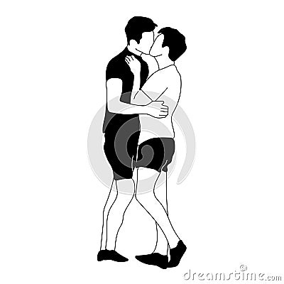 Male characters looking at each other. Gays couple in love. Vector Illustration