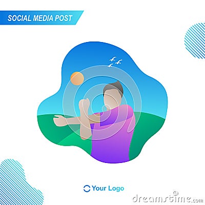 Male Characters Sport Activities. People Doing Sports, Yoga Exercise, Fitness, Workout in Different Poses, Stretching, Healthy Vector Illustration