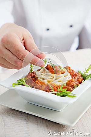 Male chef in restaurant Stock Photo