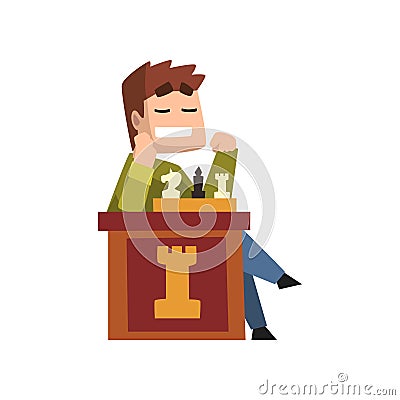 Male chess player playing chess vector Illustration on a white background Vector Illustration