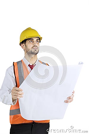 Male civil engineer looking at copy space Stock Photo