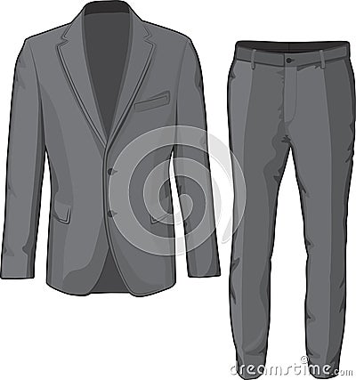 Male clothing suit coat and pants. Vector Vector Illustration