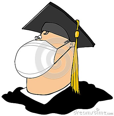 Male college graduate wearing a face mask Stock Photo