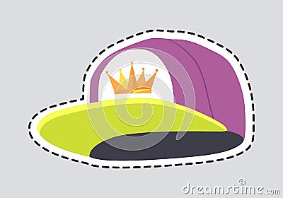 Male Colourful Rap Cap Isolated Illustration Patch Vector Illustration