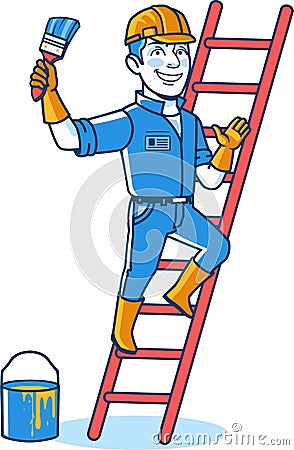 Male Construction Worker Cartoon Logo Icon Vector Illustration