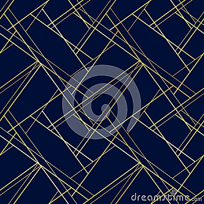 Male dark blue seamless pattern with golden cross lines Vector Illustration