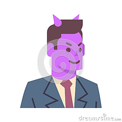 Male Devil Emotion Icon Isolated Avatar Man Facial Expression Concept Face Vector Illustration