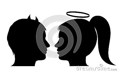 Male devil and female angel Vector Illustration