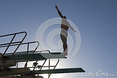 Male Diver About To Dive Stock Photo