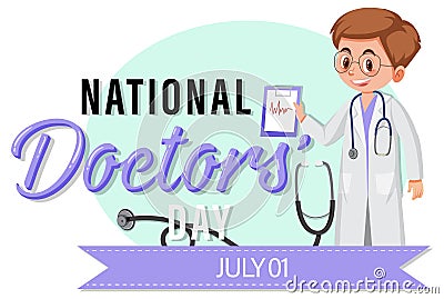 Male doctor on doctor day in July logo Vector Illustration