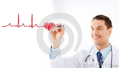 Male doctor drawing heart in the air Stock Photo