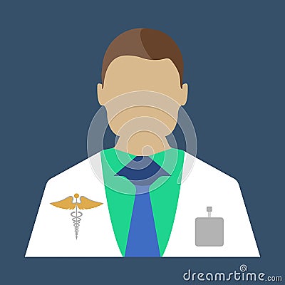 Male Doctor. Medical object flat icon. Vector Illustration. Vector Illustration