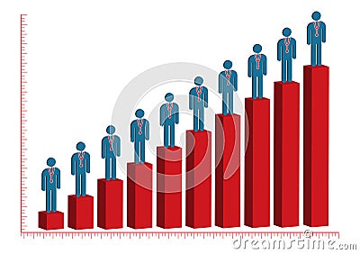 Male Doctor Rise Bar Chart Vector Illustration