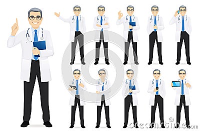 Male doctor set Vector Illustration