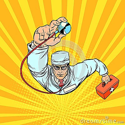 Male doctor therapist with stethoscope Vector Illustration