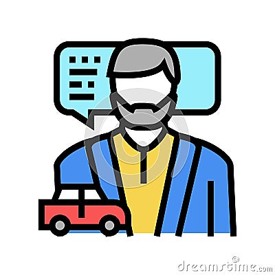 male driving school instructor color icon vector illustration Vector Illustration