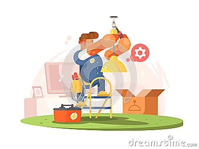 Male electrician character Vector Illustration