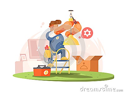 Male electrician character Cartoon Illustration