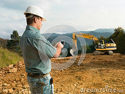 Male engineer on construction site Stock Photo