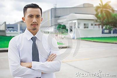 Male engineer in factory or industry blurred Stock Photo