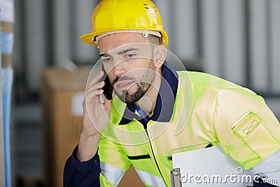 Male engineer on phone Stock Photo