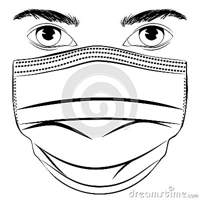Male eyes and face mask Vector Illustration