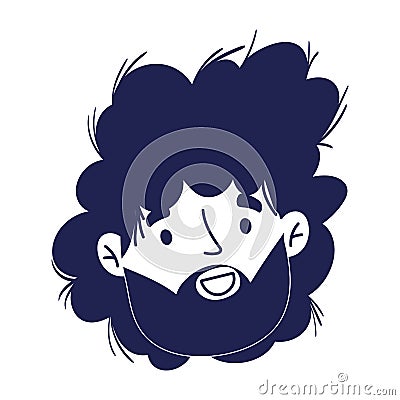 Male face beard character portrait man isoated design icon Vector Illustration
