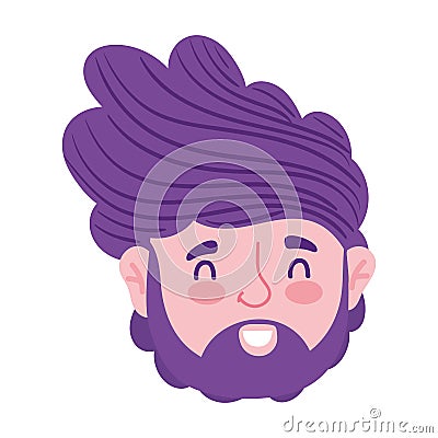 Male face beard character portrait man isoated design icon Vector Illustration
