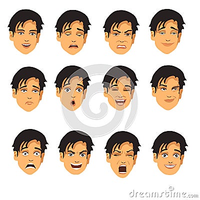 Male face expressions Vector Illustration