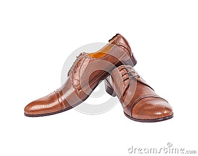 Male fashion with business shoes on white Stock Photo