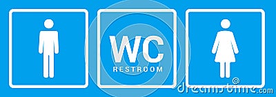 Male female bathroom icon. Restroom boy or girl lady sign symbol. Toilet wc vector concept Vector Illustration