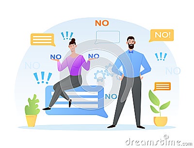 Male and female business people are saying no Vector Illustration