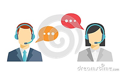 Male and female call center avatar icons Vector Illustration