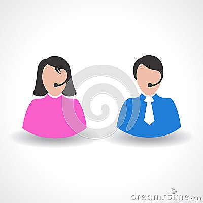 Male or female call center worker concept Vector Illustration