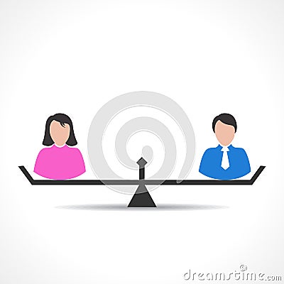 Male and female comparison or equality concept Vector Illustration